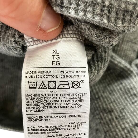 Old Navy Built-In Flex Gray Waffle Henley Long Sleeve Shirt Size XL - Picture 7 of 8